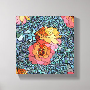 mosaic flowers wrapped canvas