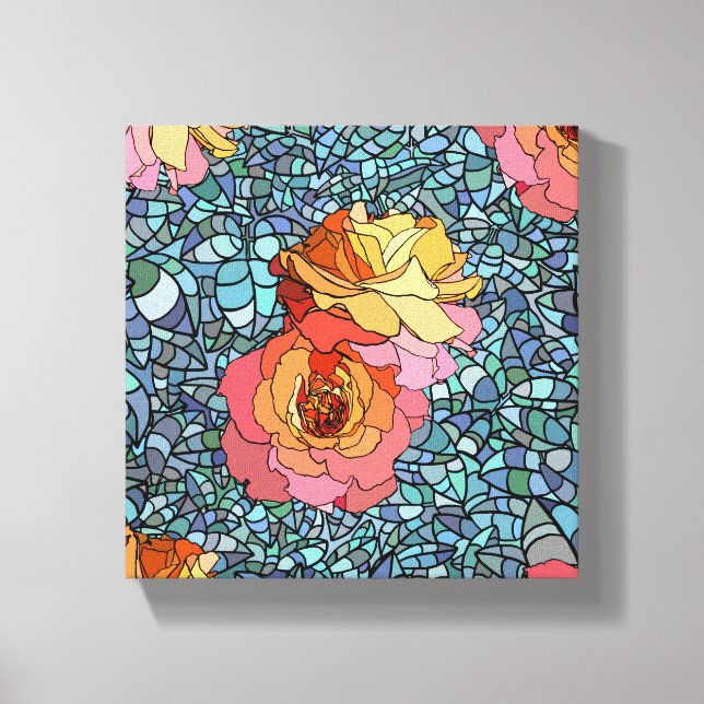 mosaic flowers wrapped canvas (Front)