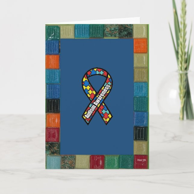 Mosaic Frame For Autism Awareness Card (Front)