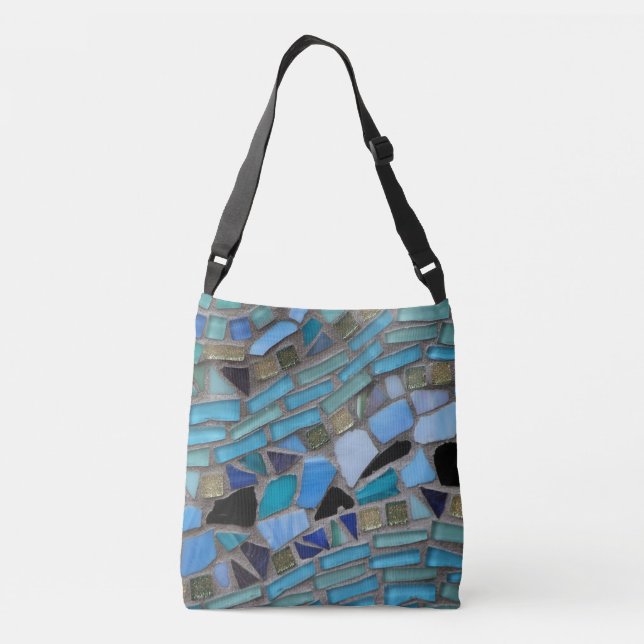 Mosaic Fun Blue Design Crossbody Bag (Back)