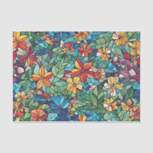 Mosaic Garden Flowers and Leaves  Tissue Paper