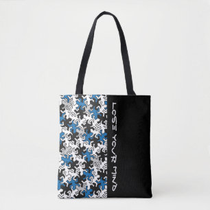Mosaic Geckos Pattern - blue black white grey Tote Bag