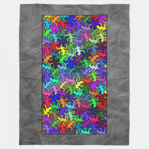 Mosaic Geckos Pattern - coloured Fleece Blanket