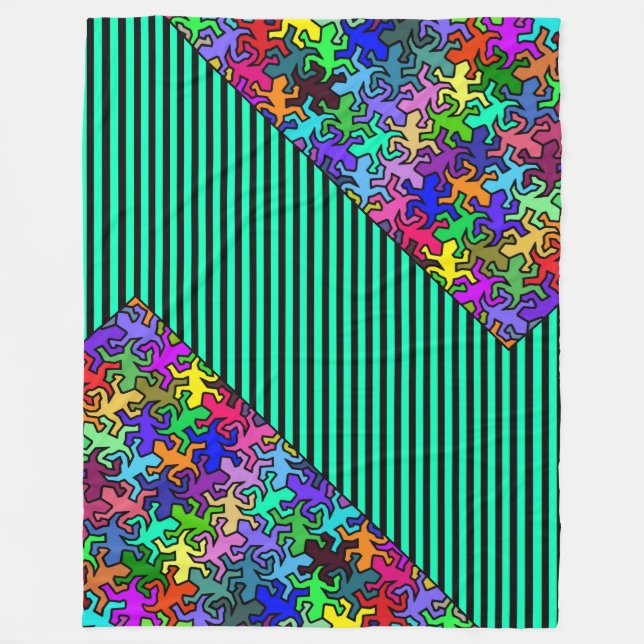 Mosaic Geckos Pattern - coloured Fleece Blanket (Front)