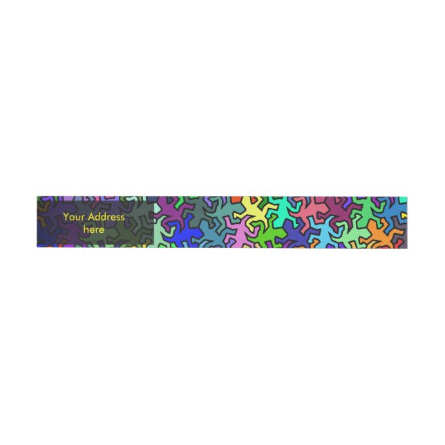 Mosaic Geckos Pattern - coloured Wraparound Address Label (Individual)