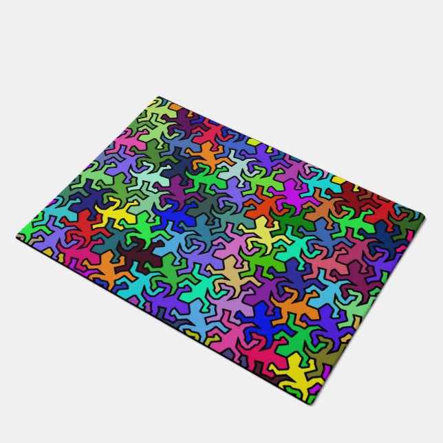 Mosaic Geckos Pattern - multi coloured Doormat (Angled)
