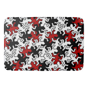 Mosaic Geckos Pattern - red black white Bath Mat