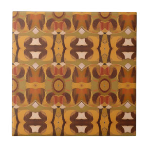 Mosaic geometric art brown yellow orange kitty voi tile