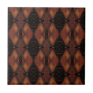 Mosaic geometric design brown warm oak tones kitty tile