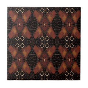 Mosaic geometric design brown warm oak tones kitty tile