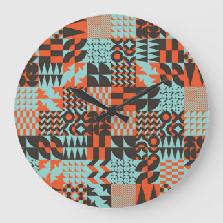 Mosaic geometric tiles, seamless elegant pattern. large clock