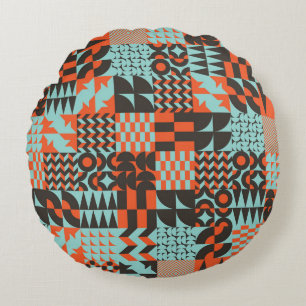 Mosaic geometric tiles, seamless elegant pattern. round cushion
