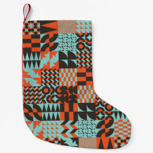 Mosaic geometric tiles, seamless elegant pattern. small christmas stocking