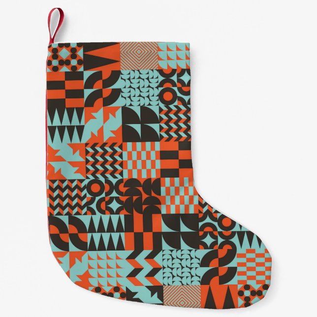 Mosaic geometric tiles, seamless elegant pattern. small christmas stocking (Front)