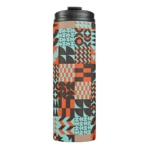 Mosaic geometric tiles, seamless elegant pattern. thermal tumbler