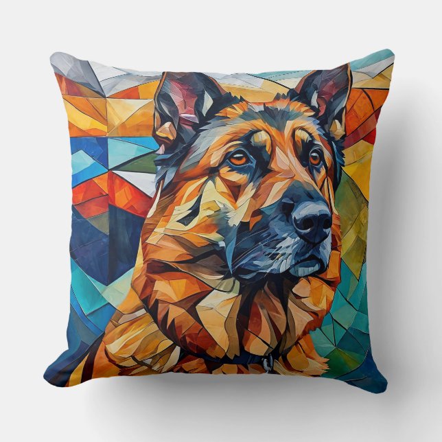🐶 Mosaic German Shepher Dog Cosy Home Style 🖤 Cushion (Front)