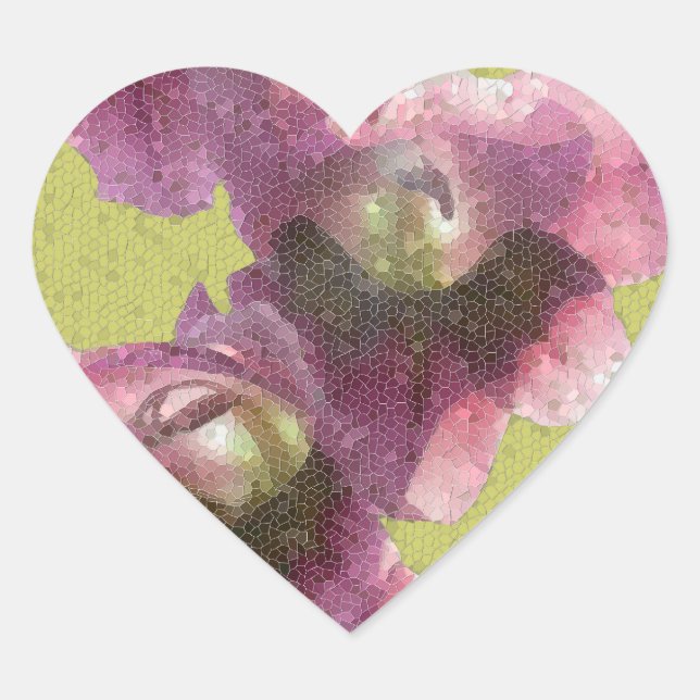 Mosaic Gladiola Art Heart Sticker (Front)