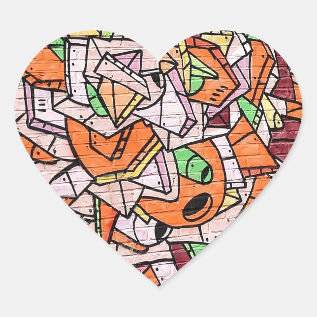 Mosaic Graffiti Art Heart Sticker (Front)