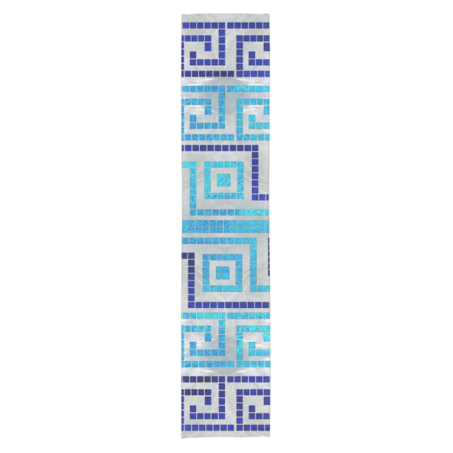 Mosaic Greek Meander Greek Key Ornament Short Table Runner (Front)