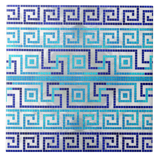 Mosaic Greek Meander Greek Key Ornament Tile (Front)