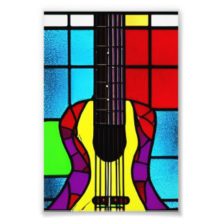 Mosaic guitar in stained glass photo print