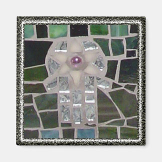 Mosaic Hamsa Starof of David Evil Eye on Green Magnet