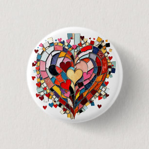 Mosaic Heart of Love 3 Cm Round Badge