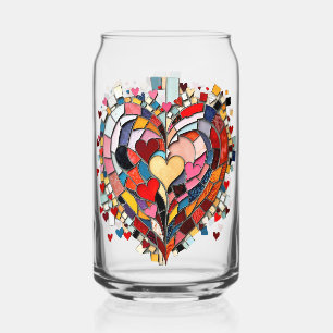 Mosaic Heart of Love Can Glass