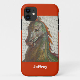 Mosaic Horse, Orange, Personalized Name iPhone 11 Case