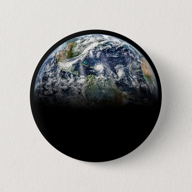 Mosaic Image Of Planet Earth With 3 Hurricanes 6 Cm Round Badge (Front)