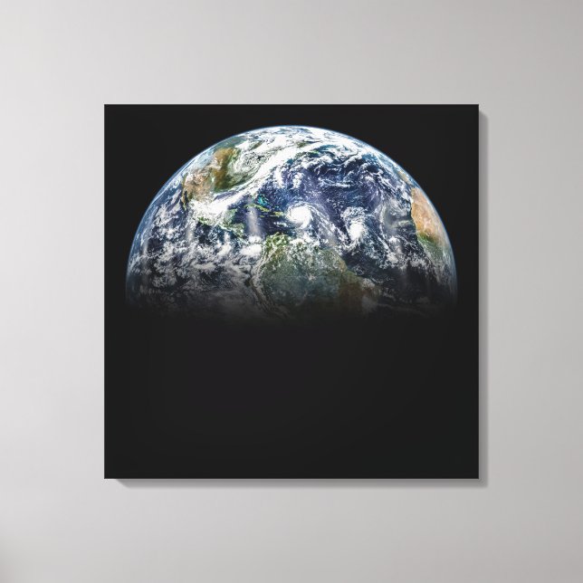 Mosaic Image Of Planet Earth With 3 Hurricanes Canvas Print (Front)