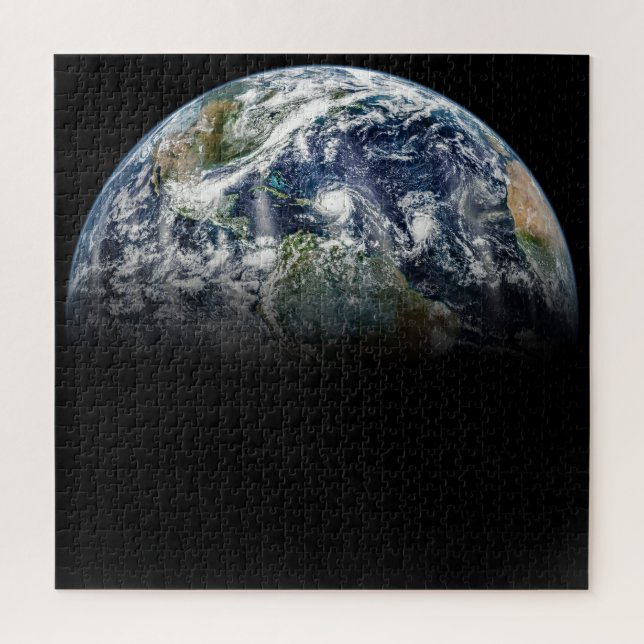 Mosaic Image Of Planet Earth With 3 Hurricanes Jigsaw Puzzle (Vertical)