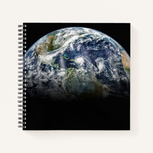 Mosaic Image Of Planet Earth With 3 Hurricanes Notebook