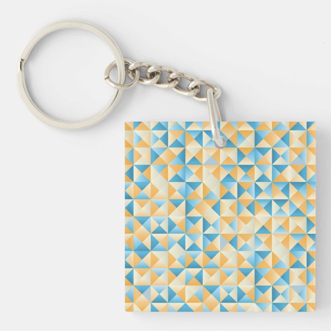 Mosaic in blue and orange key ring (Front)