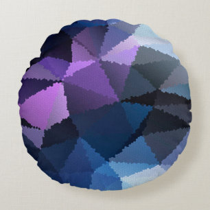 Mosaic in blue and pink colours round cushion