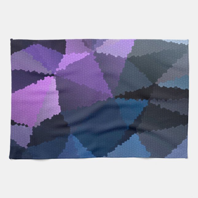 Mosaic in blue and pink colours tea towel (Horizontal)