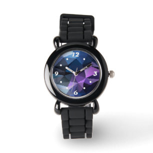 Mosaic in blue and pink colours watch