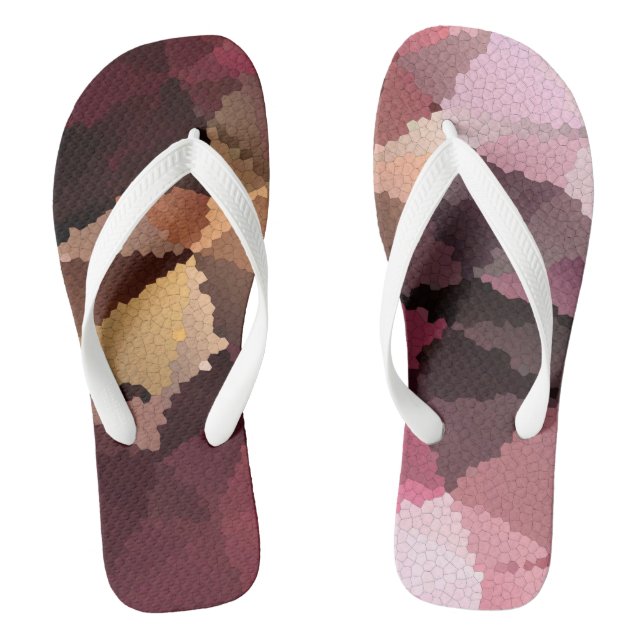 Mosaic in brown-pink and yellow colours flip flops (Footbed)