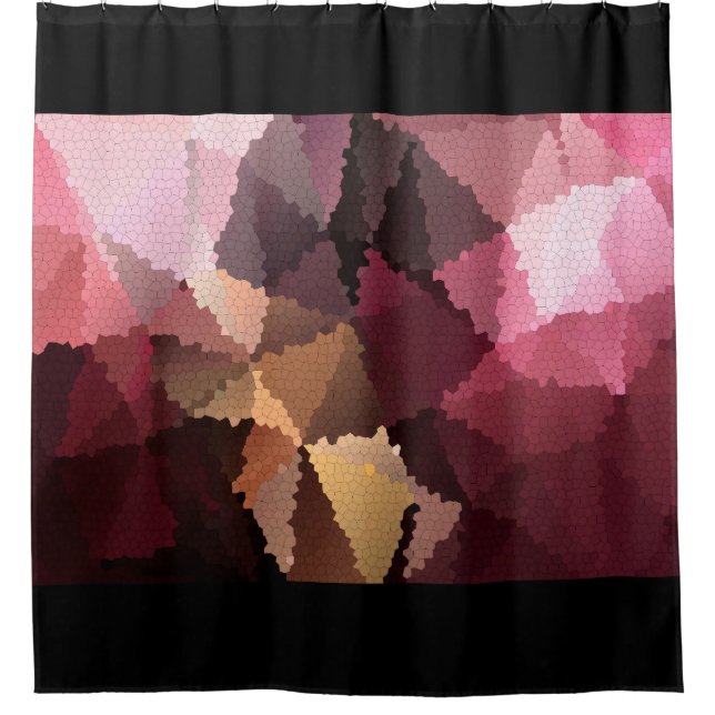 Mosaic in brown-pink and yellow colours shower curtain (Front)