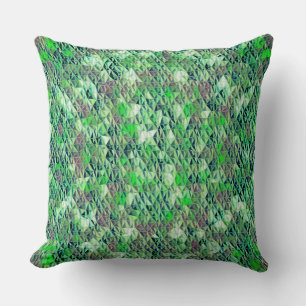 Mosaic in greenish triangles with gradient tones cushion
