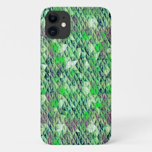 Mosaic in greenish triangles with gradient tones t iPhone 11 case