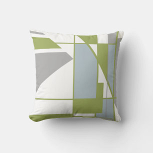 Mosaic in Olive Grey White Geometric MCM Look Cushion