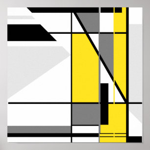 Mosaic in Yellow, Gray and Black Geometric Design Poster