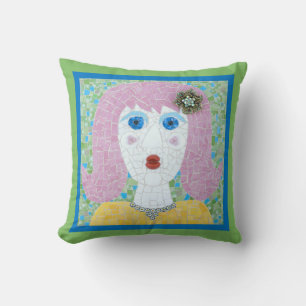 Mosaic - Ingrid with Green & Blue Border Cushion