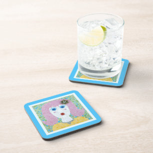 Mosaic - Ingrid with Turquoise & Ivory Border Coaster