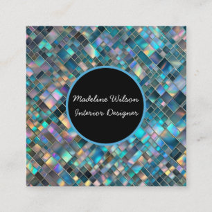 Mosaic Iridescent Opal Square Business Card