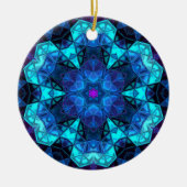 Mosaic Kaleidoscope Flower Blue and Purple Ceramic Tree Decoration (Front)