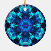 Mosaic Kaleidoscope Flower Blue and Purple Ceramic Tree Decoration (Back)