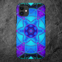 Mosaic Kaleidoscope Flower Blue Purple and Teal