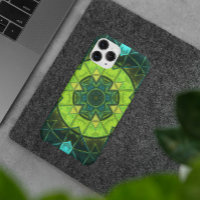 Mosaic Kaleidoscope Flower Green and Blue